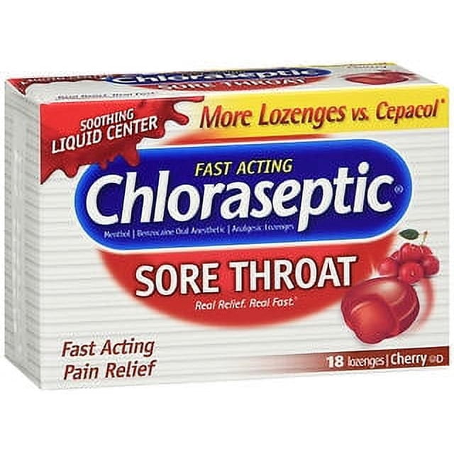 Chloraseptic Sore Throat Lozenges, Cherry Flavor, 18 Count
