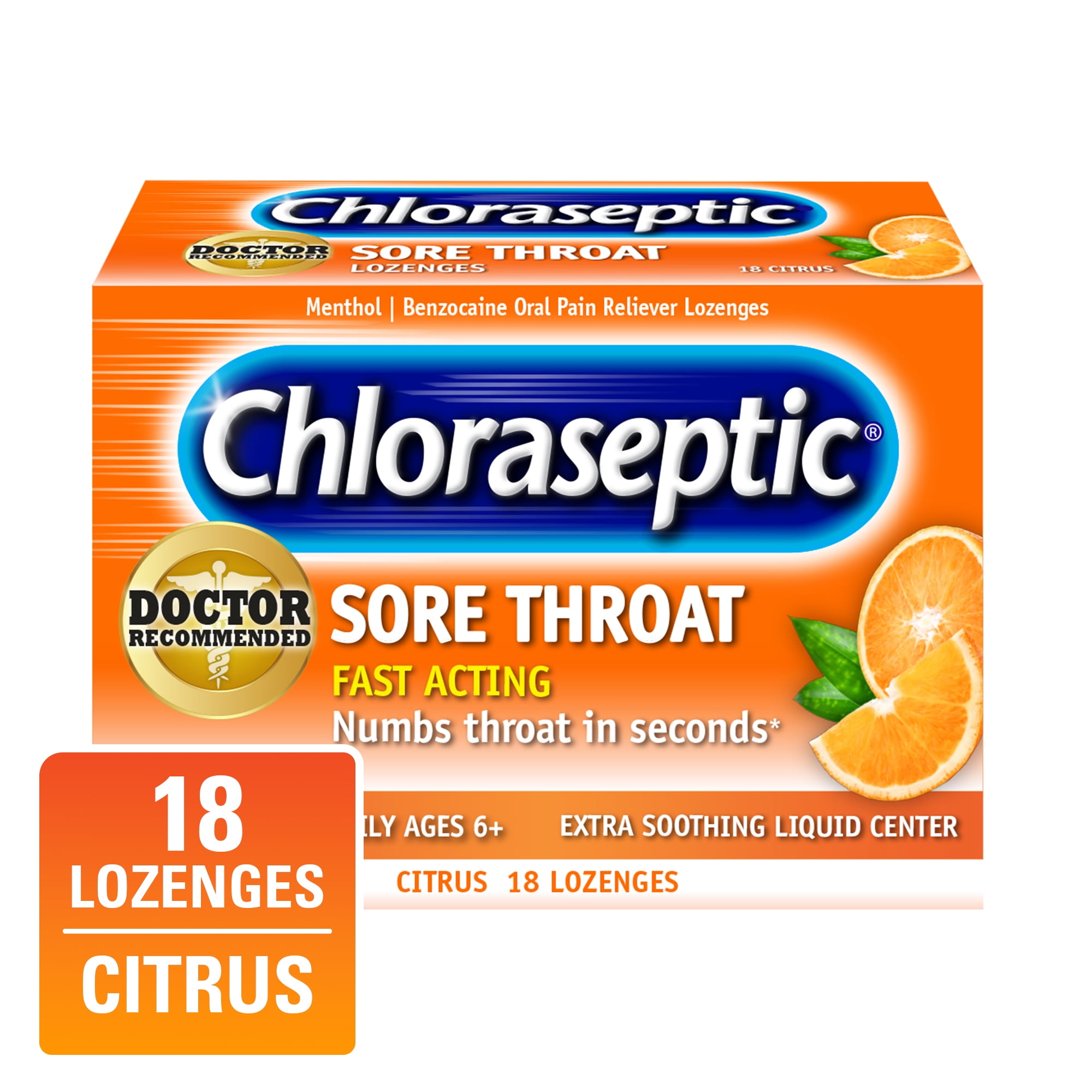 Chloraseptic Sore Throat Lozenges, Citrus Flavor, 18 Count