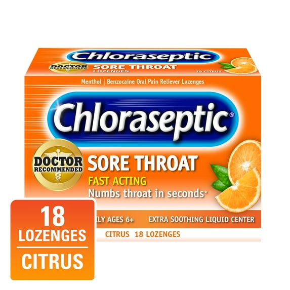 Chloraseptic Sore Throat Lozenges, Citrus Flavor, 18 Count