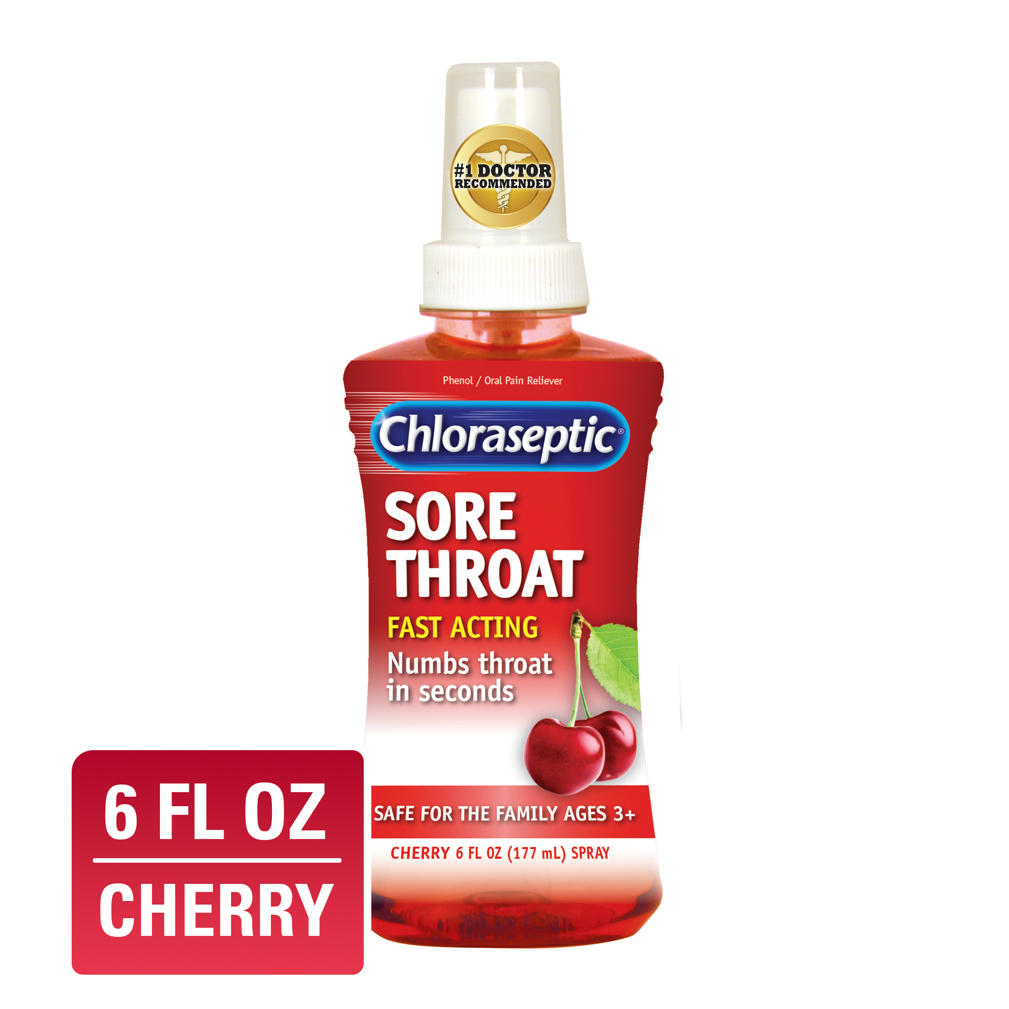 Chloraseptic Sore Throat Spray, Cherry Flavor, 6 fl oz - image 1 of 18
