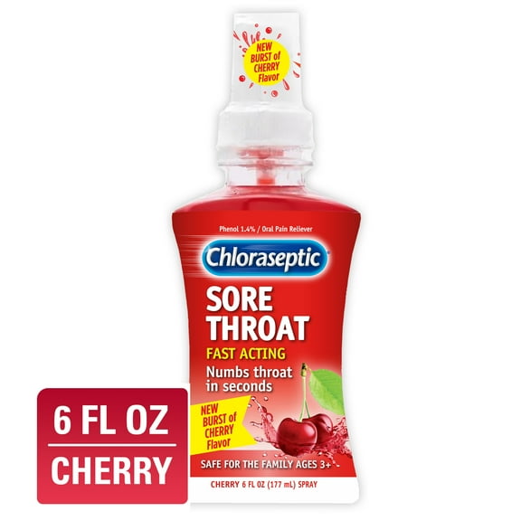 Chloraseptic Sore Throat Spray, Cherry Flavor Throat Remedy, 6 fl oz