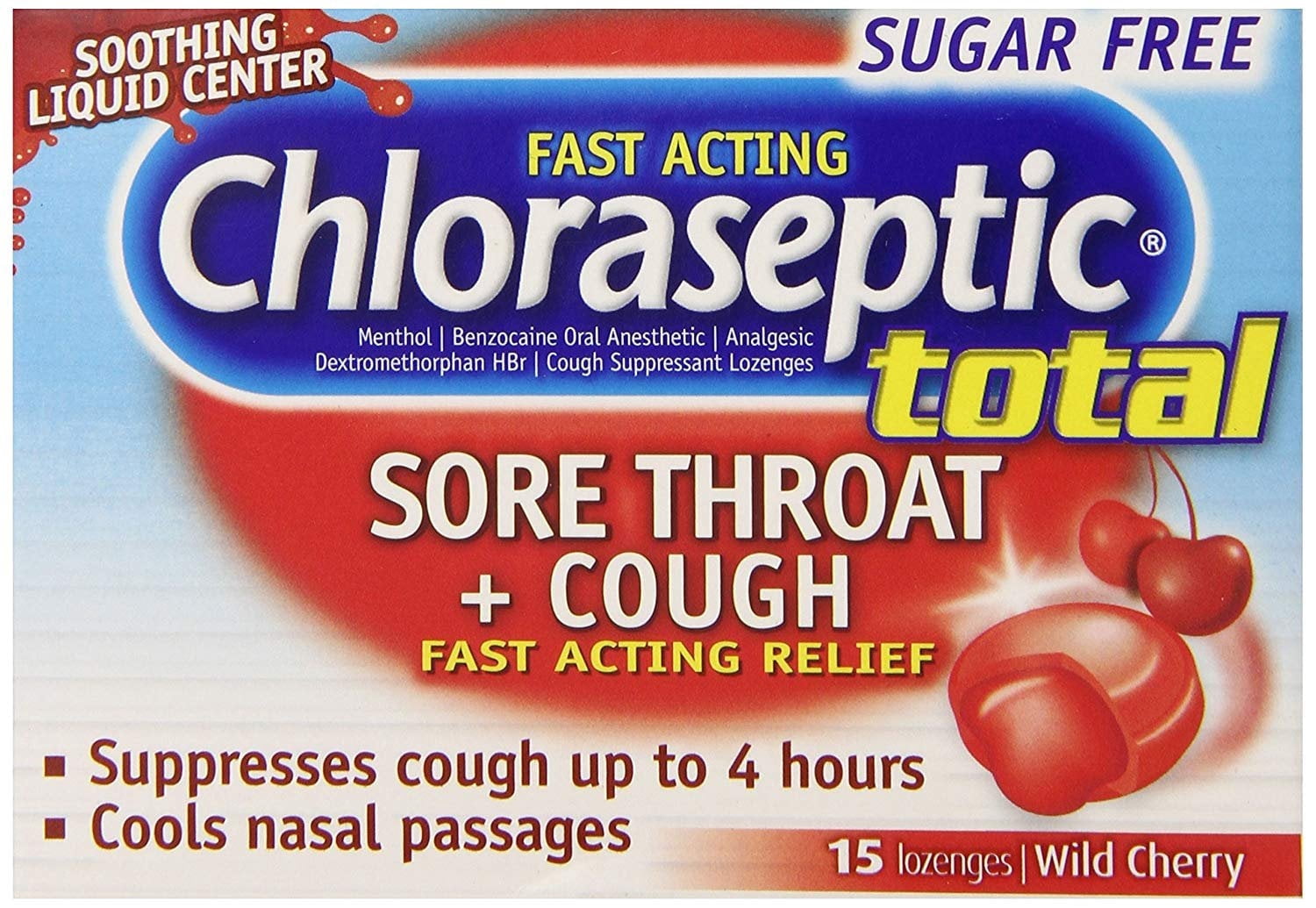 Chloraseptic Sore Throat Total Sugar-Free Cough Lozenges, Wild Cherry, 15 Count
