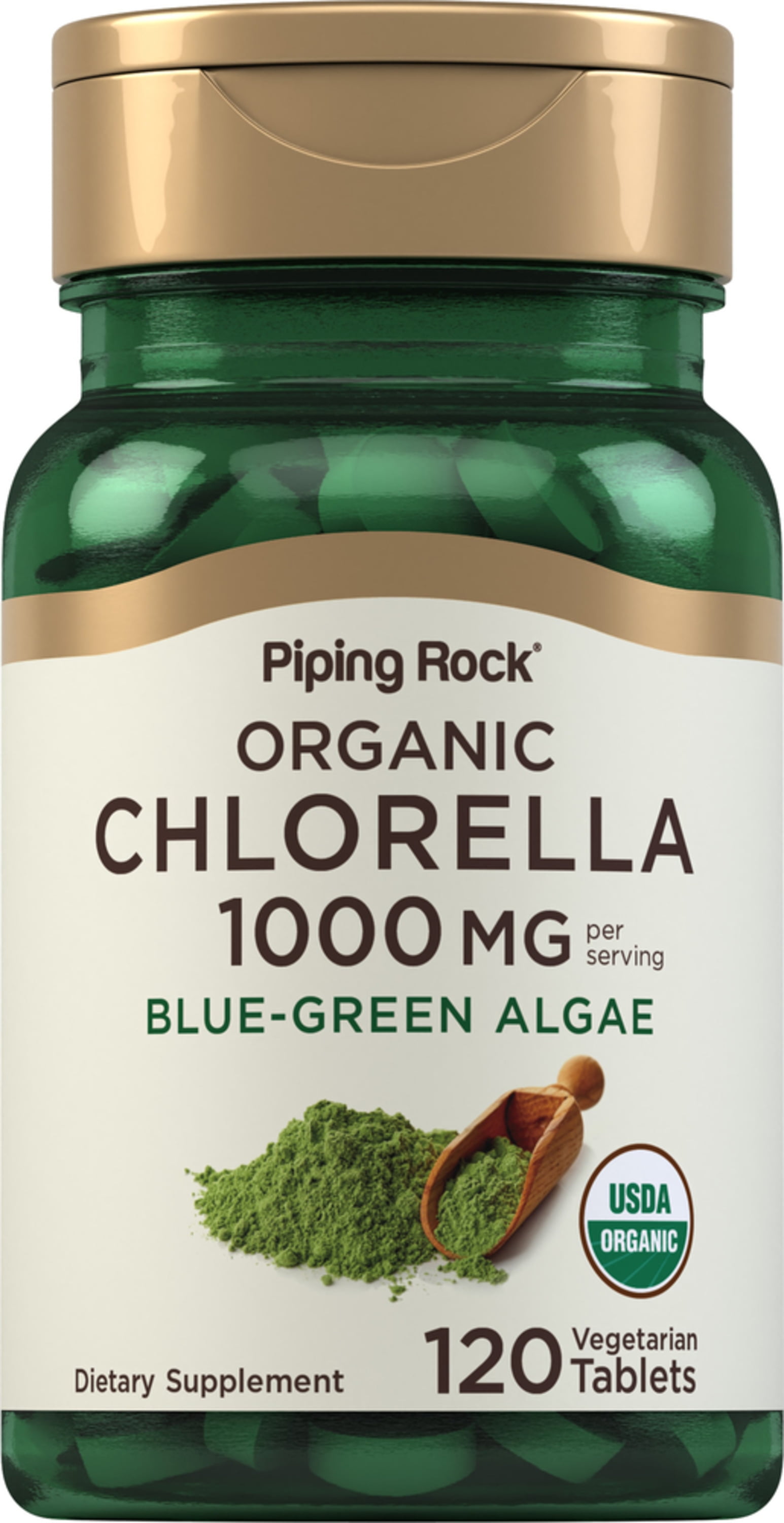 Chlorella Broken Cell Wall 1000 mg | 120 Vegetarian Caplets for Men and Women | by Piping Rock