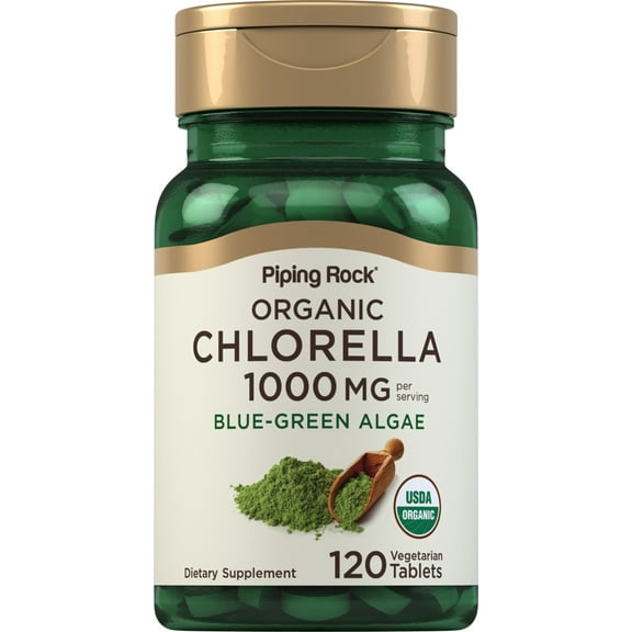 Chlorella Tablets 1000 mg | 120 Vegetarian Pills for Men and Women | by Piping Rock