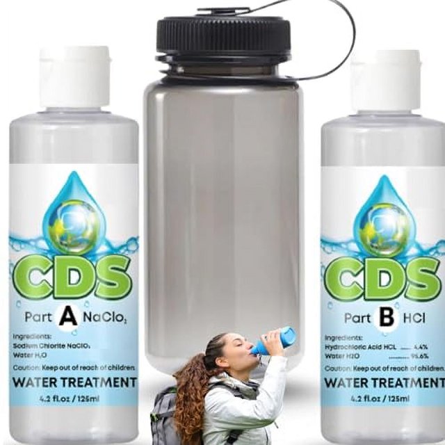 Chlorine Dioxide Solution Water Treatment 8 oz kit w/AccuDrop lids / 4