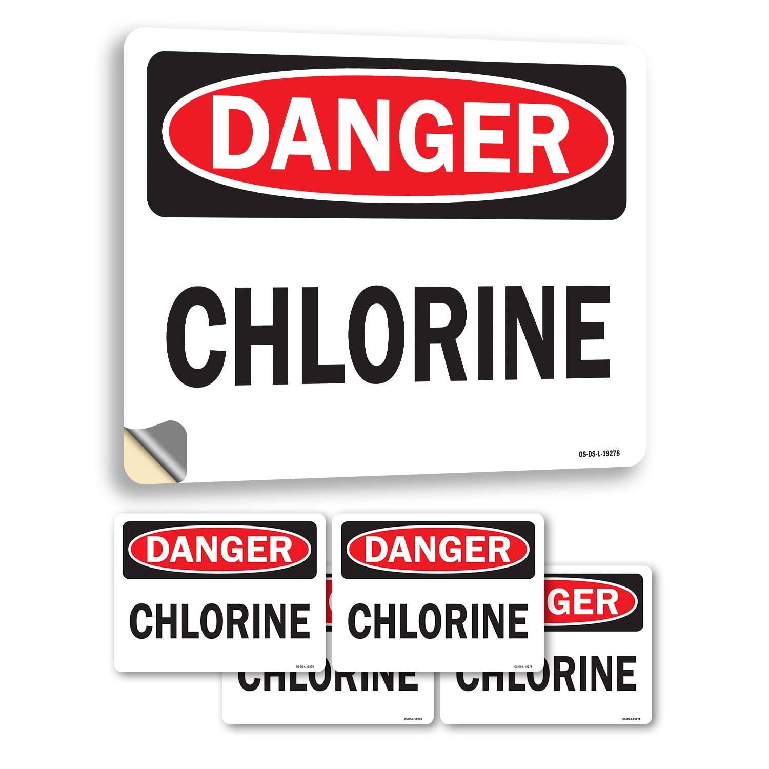 Chlorine OSHA Danger Vinyl Decal Label 10 Inch x 7 Inch - 5 Pack ...