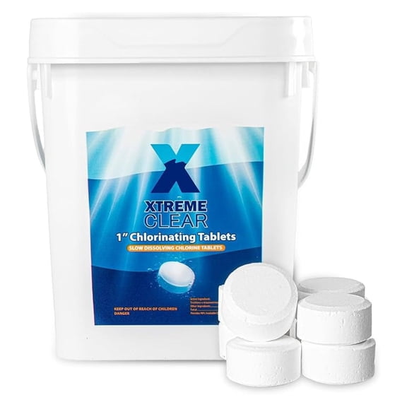 Chlorine Tabs 1 Inch 5lbs for Pool, Hot Tub & Spa - Slow Dissolving Stabilized Chlorine Tablets - Pool Sanitizer for Clean Clear Water - Compatible with Skimmers & Dispensers
