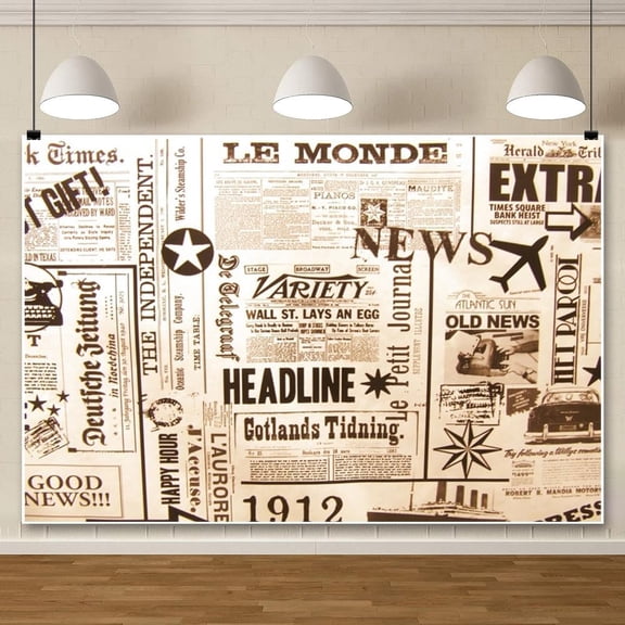 ChloropLastid 7x5ft Vintage Newspaper Backdrop Retro Old Newspaper Style English Letters Historic Culture Photography Background Theme Party Birthday Baby Shower Decor Portraits Photo Shoot Props