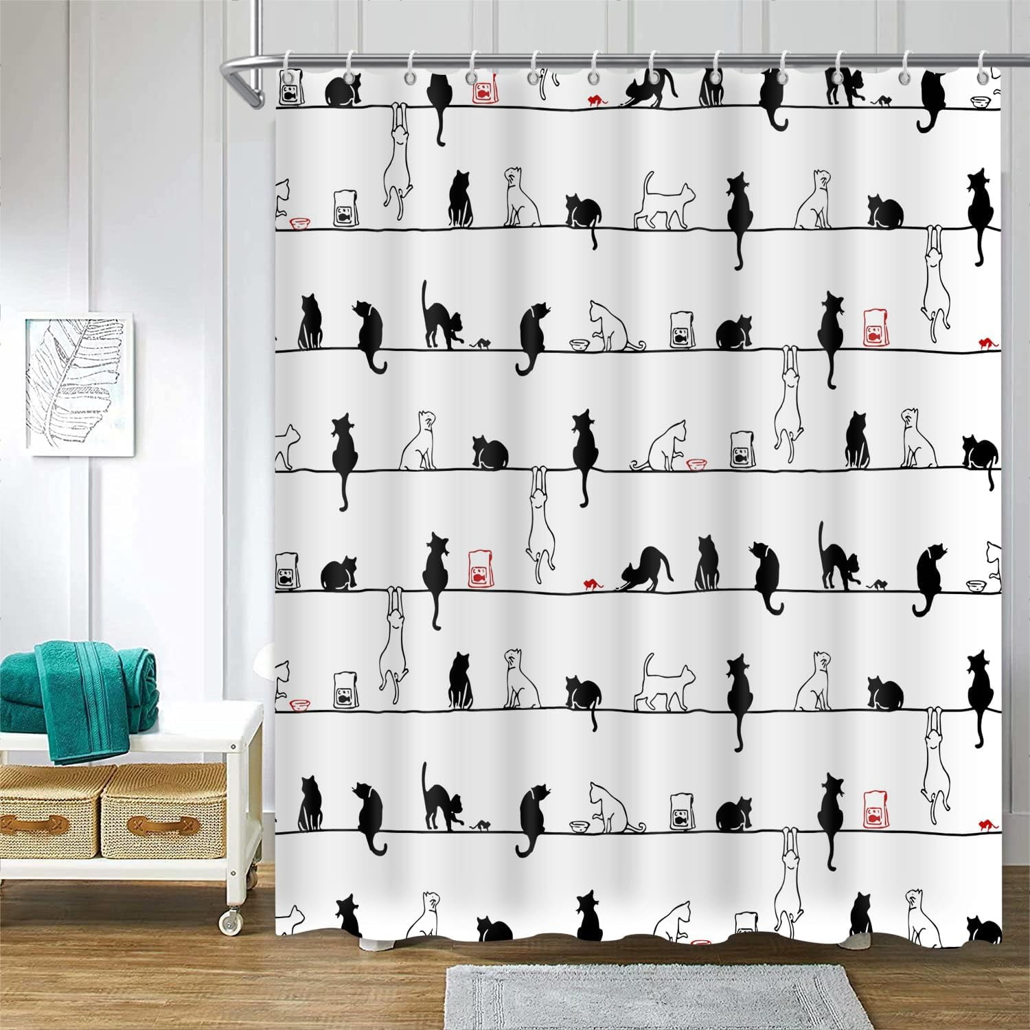 Black Cat Shower Curtain
