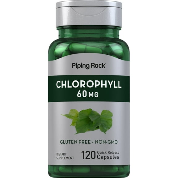 Chlorophyll Capsules | 60 mg | 120 Pills | Supplement for Men and Women | By Piping Rock