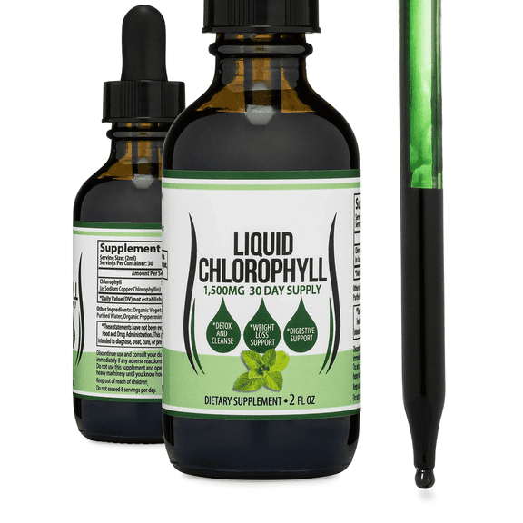 Chlorophyll Liquid Drops - for Digestion, Gut Health, Energy and Detox - Vegan Safe, Peppermint Flavored 2 oz