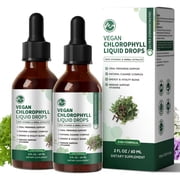 Chlorophyll Liquid Drops with Copper, Chlorophyll Supplement, Detox & Immune Support,Antioxidant & Digestion Support,2 fl oz2 Pack