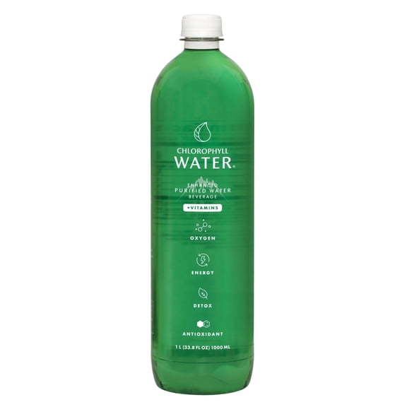 Chlorophyll Water in Purified Water Bottle, Plant-Based Vitamin Water, Natural Detox & Immunity Support, 1 Liter Single Bottle