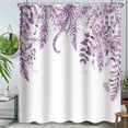thumbnail image 1 of Chloroplastid Purple Eucalyptus Shower Curtain for Bathroom Tropical Plant Leaves Leaf Floral Watercolor Fabric Shower Curtain Jungle Bathroom Shower Curtain 72x72 Inches, 1 of 6