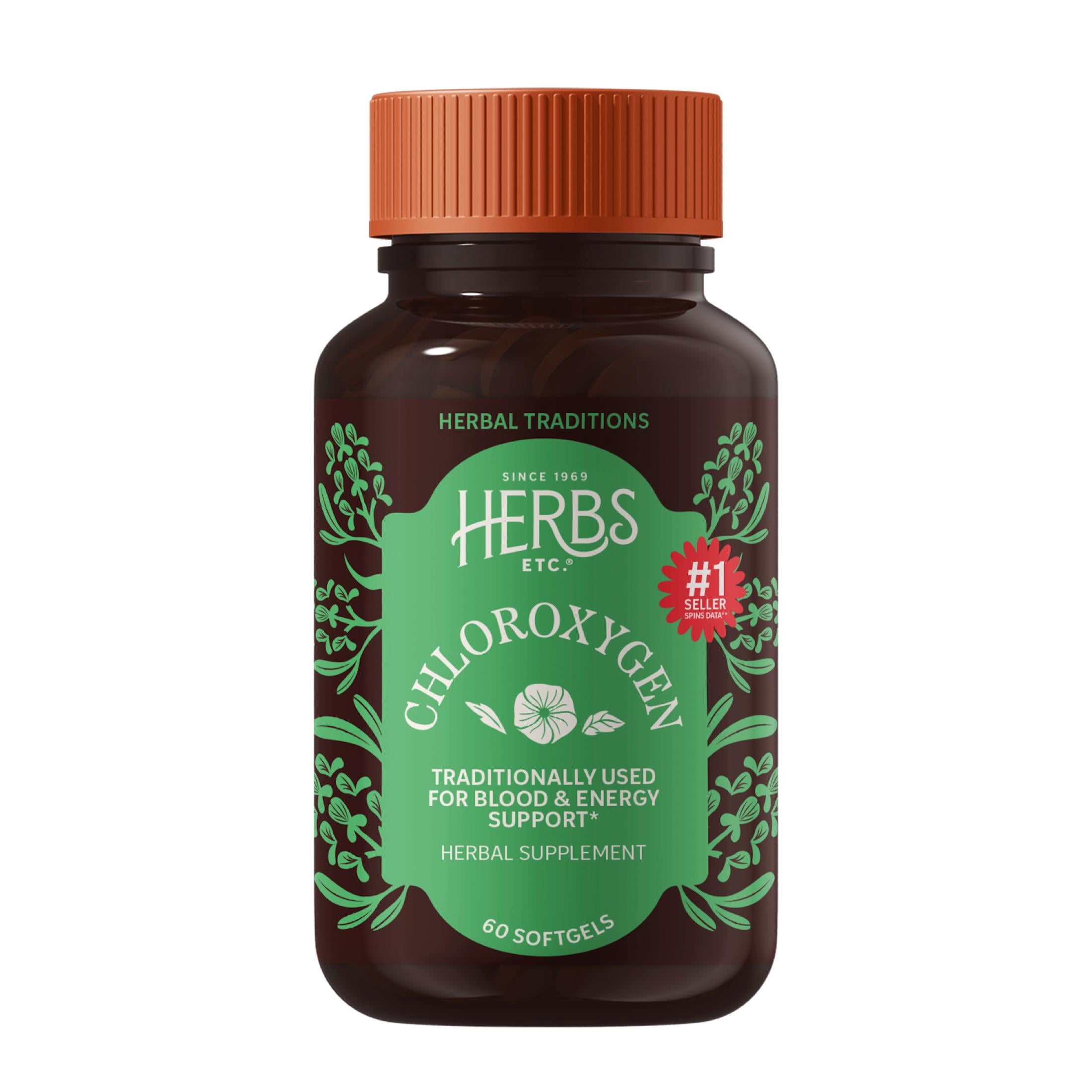 Herbs, Etc., Chloroxygen Chlorophyll Softgels, 60-Count Bottle