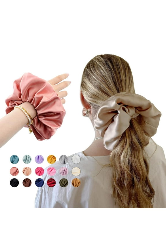 18 Colors XXXL-Large Jumbo Scrunchies Oversized Hair Scrunchies Satin Elastics Scrunchy Bobbles Hair Ties Accessories Oversize Scrunchies for Girls Women