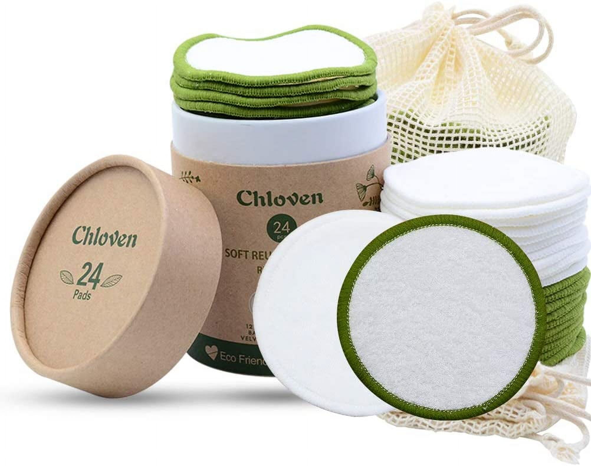 Chloven Reusable Makeup Remover Pads 24 Pack Washable EcoFriendly