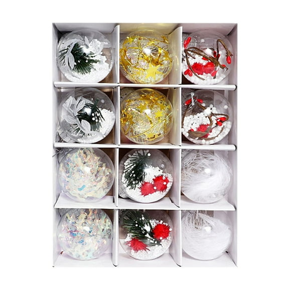 Chmadoxn 12PCS Christmas Balls Ornaments for Christmas Tree Multiple Styles Exquisite Shatterproof Plastic Gift Box Xmas Balls 2024