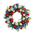 thumbnail image 1 of Chmadoxn 15.74-Inch Village Red, White and Blue Patriotic Fabric Front Door Wreath with Wooden Star Bow - American Style Decoration - Indoor and Outdoor Home Decoration, 1 of 6