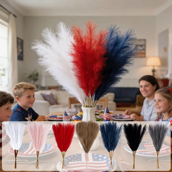 Chmadoxn 20 Pcs Faux Pampas Grass Decor, 21.6 Inch Artificial Puffy Tall Pampas Grass, No Shedding Silk Boho Decor for Vase Filler, Modern Home Wedding Centerpiece, Multiple Colors