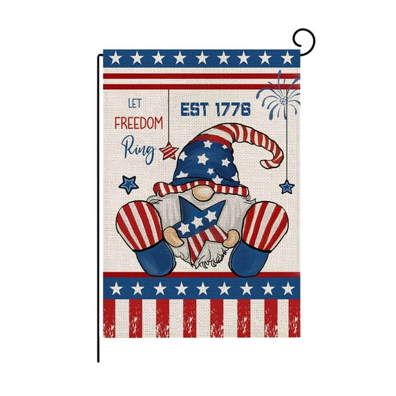 Chmadoxn 4th Of July Garden Flag, Patrioctic Garden Flag Small Flower Garden Double-Sided Burlap 12×18 Inch Flag, Memorial Day Festival, Summer Outdoor Party Decor Courtyard Flagrd Flag