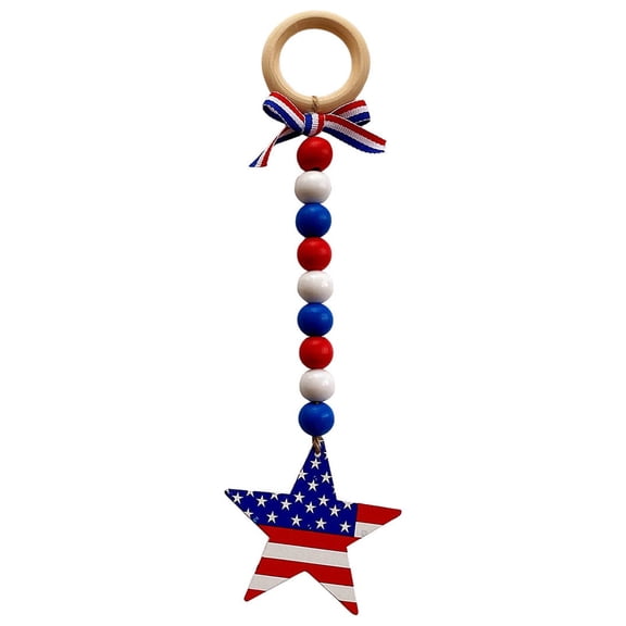 Chmadoxn 4th of July Hanging Sign Decorations Patriotic Five-Pointed Star Memorial Day Decorations American Flag Star Hanging Ornaments Patriotic Red Blue Decor
