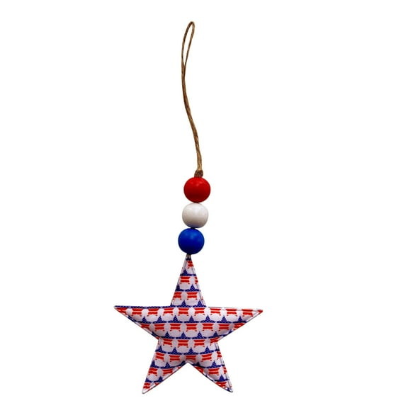 Chmadoxn 4th of July Hanging Sign Decorations Patriotic Five-Pointed Star Memorial Day Decorations American Flag Star Hanging Ornaments Patriotic Red Blue Decor