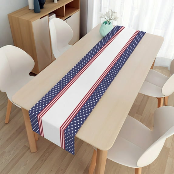 Chmadoxn 4th of July Table Runner, Independence Day Table Runner Dresser Scarves, July 4th Non-Slip Rec Burlap Decor for Home Stars Red and White Check Plaid Tablecloth