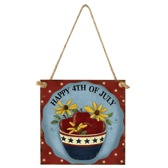 Chmadoxn 4th of July Wooden Sign Patriotic Stars American Flag Plaque Door Wall Hanging Decorations, 4th of July Independence Day Memorial Day Party Decorations