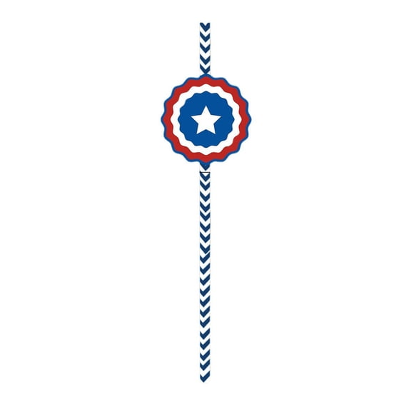 Chmadoxn 4th of July American Flag Paper Straw Red White Blue Patriotic Drinking Straws for Independence Day Memorial Day Patriotic Party Celebration
