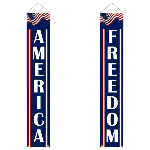 Chmadoxn American Independence Day Couplet, Large Banner Outdoor, 4th of July Independence Day Flag Memorial National Day Yard Sign Decorations Supplies Patriotic Hanging Decor for Yard Home Parties