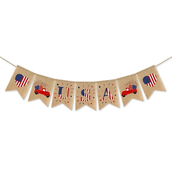 Chmadoxn American Stars and Stripes Flag Bunting Garland USA Triangle Banner Patriotic Decoration for Fourth of July Independence Memorial Day Party Supplies