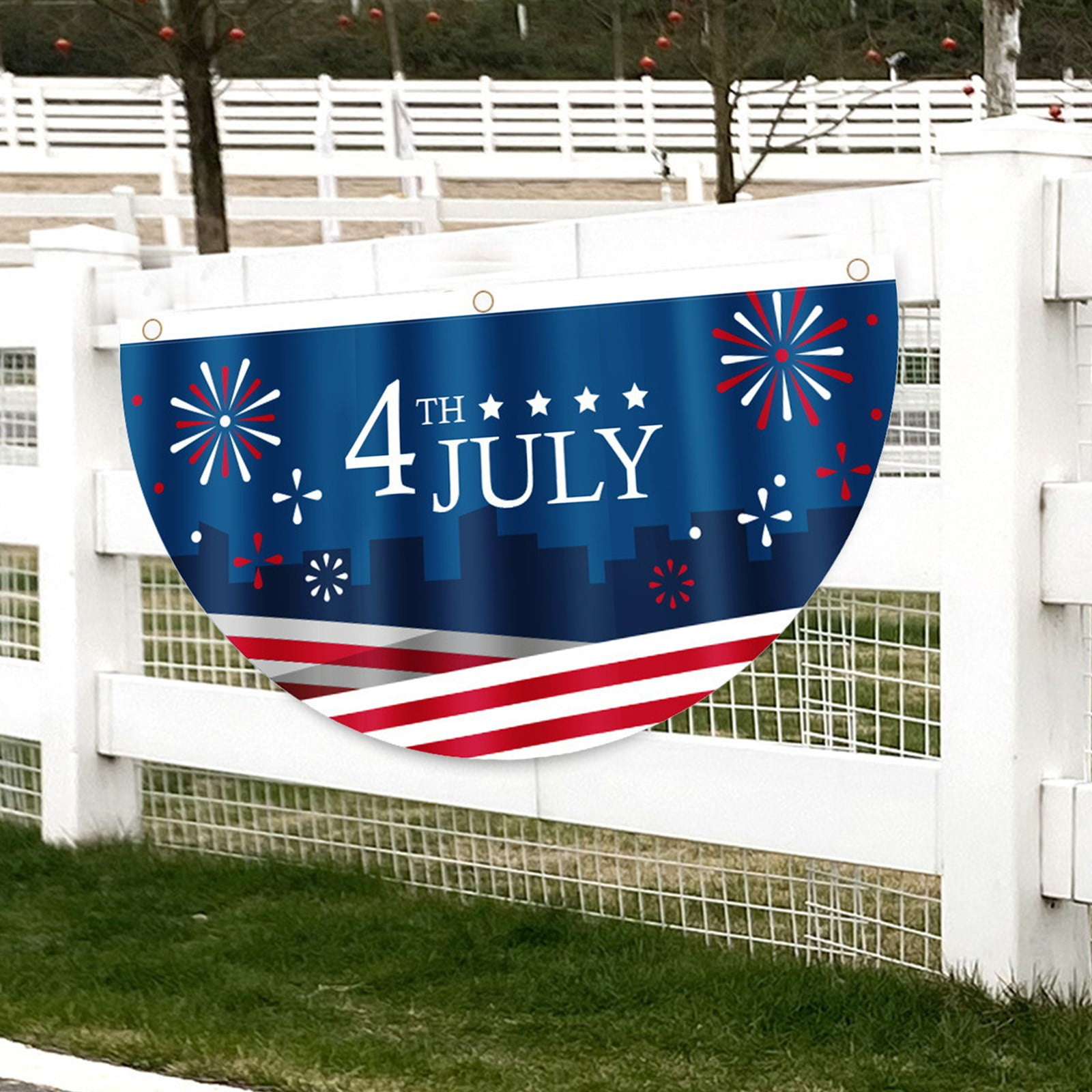 Chmadoxn Arched Patriotic Fan Flags - Semi-Circle July 4th Outdoor