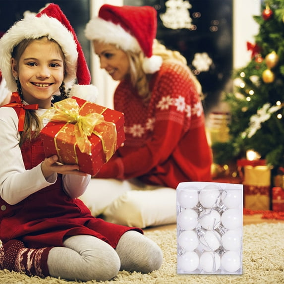 Chmadoxn Christmas Ball Ornaments, Christmas Tree Ornaments, 3cm Christmas Ball Holiday Decoration 24 Box Sets With Bright Matte Powder Electroplated Colored Hanging Ball Decorations