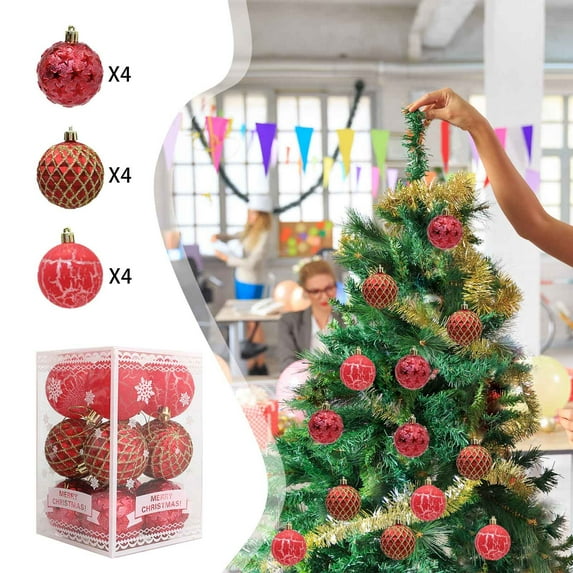 Chmadoxn Christmas Ball Ornaments for Tree, Christmas Tree Ornaments, 12 PCS 2.36 Inchs Shatterproof Christmas Ball Ornaments Set for Christmas, Holiday, Wreath & Party Decorations