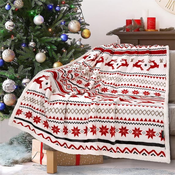 Chmadoxn Christmas Blanket, Snowman Christmas Tree Fuzzy Soft Warm Throw Blanket for Women, Plaid Snowflake Holiday Winter Christmas Blanket for Couch Bed Living Room