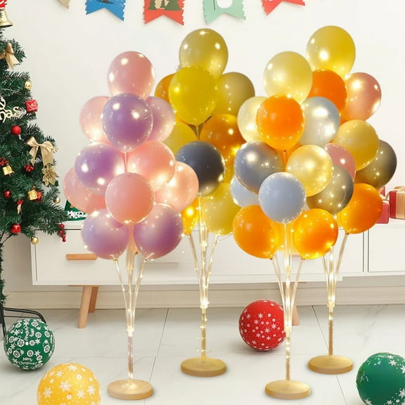 Chmadoxn Christmas Inflatable Balloon Stand Kit with 28 Balloons, 2 Light Strings & Air Pump, Easy Setup Centerpiece for Indoor/Outdoor Party Wedding Festival Decor