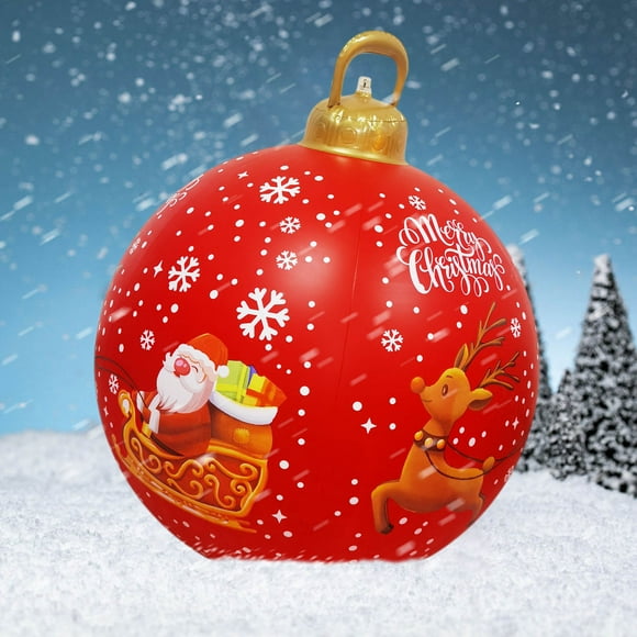 Chmadoxn Christmas Inflatable Balls Yard Decorations, 24 Inch Giant PVC Inflatable Christmas Decorated Ball Ornaments, Outdoor Large Xmas Blow Ball Decorations for Outside Holiday Yard Decorations