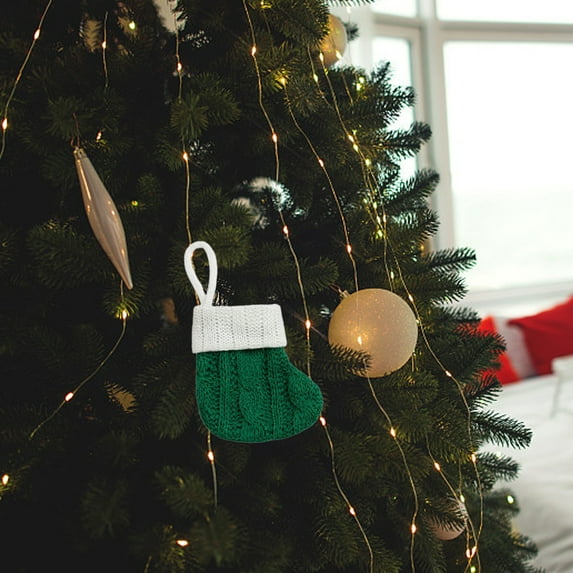 Chmadoxn Christmas Mini Stockings, Christmas Tree Ornaments, 4.3 Inches Red Green Christmas Stockings, Gift Card Holders, Bulk Treats for Neighbors Coworkers Kids, Small Village Red Xmas Tree Decor