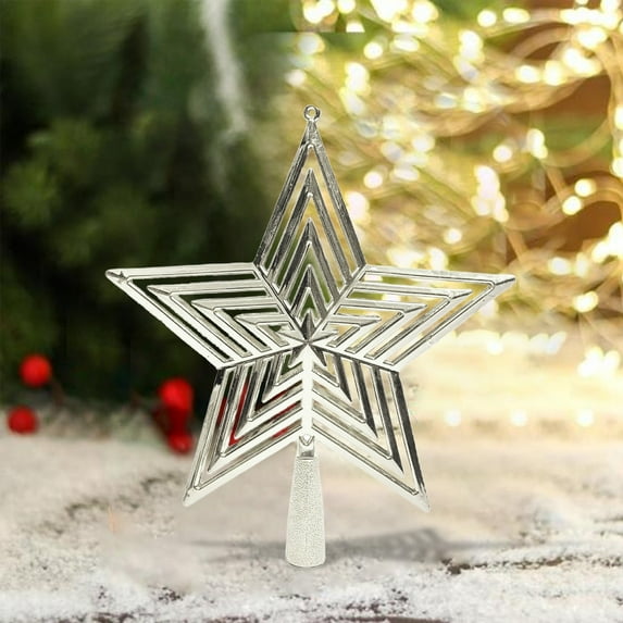 Chmadoxn Christmas Star Tree Topper, Hollowed Pentagram Tree Topper, Gold Glitter Star Tree Topper, Christmas Tree Ornament for Indoor Office Xmas New Year Holiday Tree Decoration