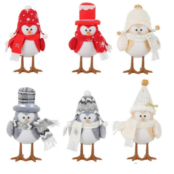 Chmadoxn Christmas Table Decorations Birds, Christmas Decorations, Christmas Bird Table Top Decor, White Red Gray Xmas Birds Ornaments for Winter Home Kitchen Fireplace Mantel Party, Christmas Gifts