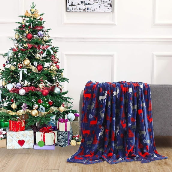 Chmadoxn Christmas Throw Blanket, Winter Holiday Fleece Blanket, Premium Warm Cozy Christmas Blankets and Throws, Christmas Decorations for Bedroom, Gifts for Women