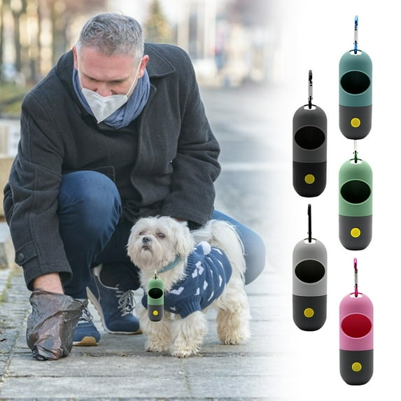 Chmadoxn Dog Poop Bag Holder for Leash Lightweight Pet Waste Bag Dispenser with Portable LED Lighted Attachment Portable Plastic Doggie Poop Bag Dispensers