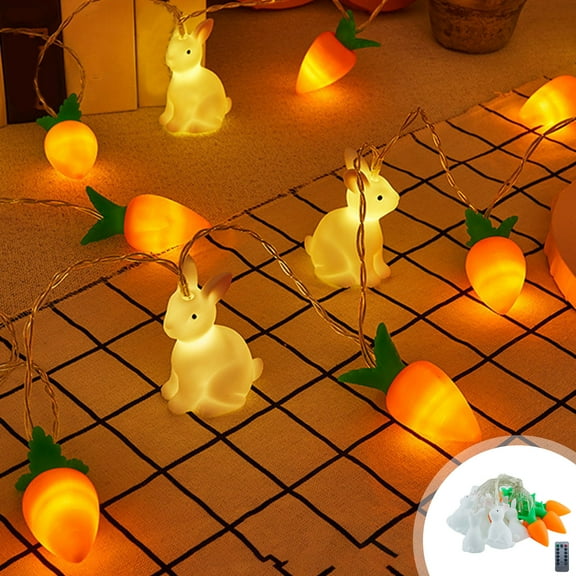 Chmadoxn Easter Bunny String Lights 117 Inch/20 LED USB Power Supply, Copper Wire String Lights Suitable for Indoor Bedrooms, Outdoor Parties and Holiday Tree Decoration (Remote Control Model)