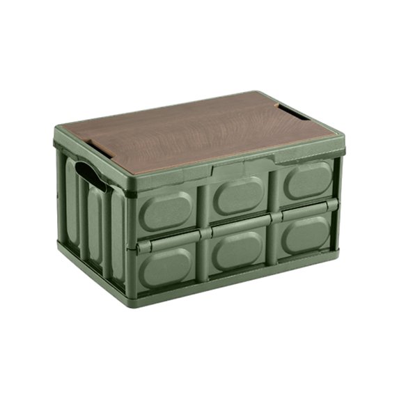 Chmadoxn Folding Storage Box, Multifunctional Storage Case Outdoor Camping Organizer Car Food Storage Box Home Clothes Storage Bag Large Thicken Removable Portable Storage Box with Wooden Panel