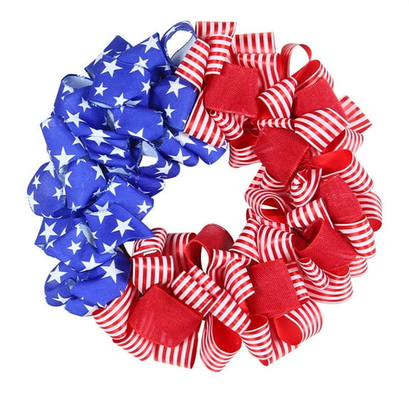 Chmadoxn Fourth of July Decorations Flower Wreath Front Door Independence Day Decoration American Flag Wreath Decoration Hanging on Home Walls Flower Wreath Porch Holiday Decoration Supplies