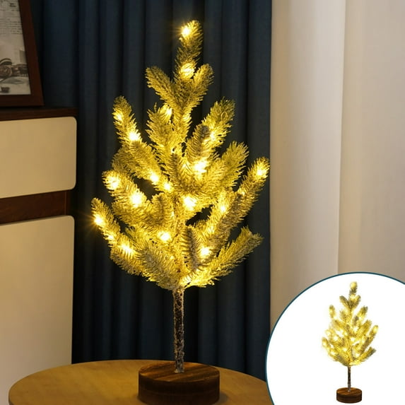Chmadoxn Green Leaf Birch Tree with LED Lights, Artificial Tree Lamp, DIY Birch Tree with LED Lights, Lighted up Tree Lamp Battery Powered, Light Spirit Tree for Table Home Wedding Bedroom Christmas