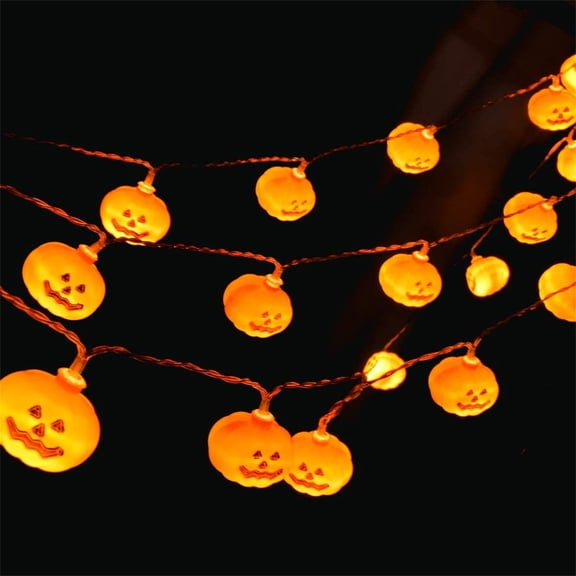Chmadoxn Halloween Lights Pumpkin String Lights, 10 LED 58.5 Inch Pumpkin Lights batstery Operated, Orange Lantern Decorative Lights Halloween Decorations Thanksgiving Decorations for Indoor Party