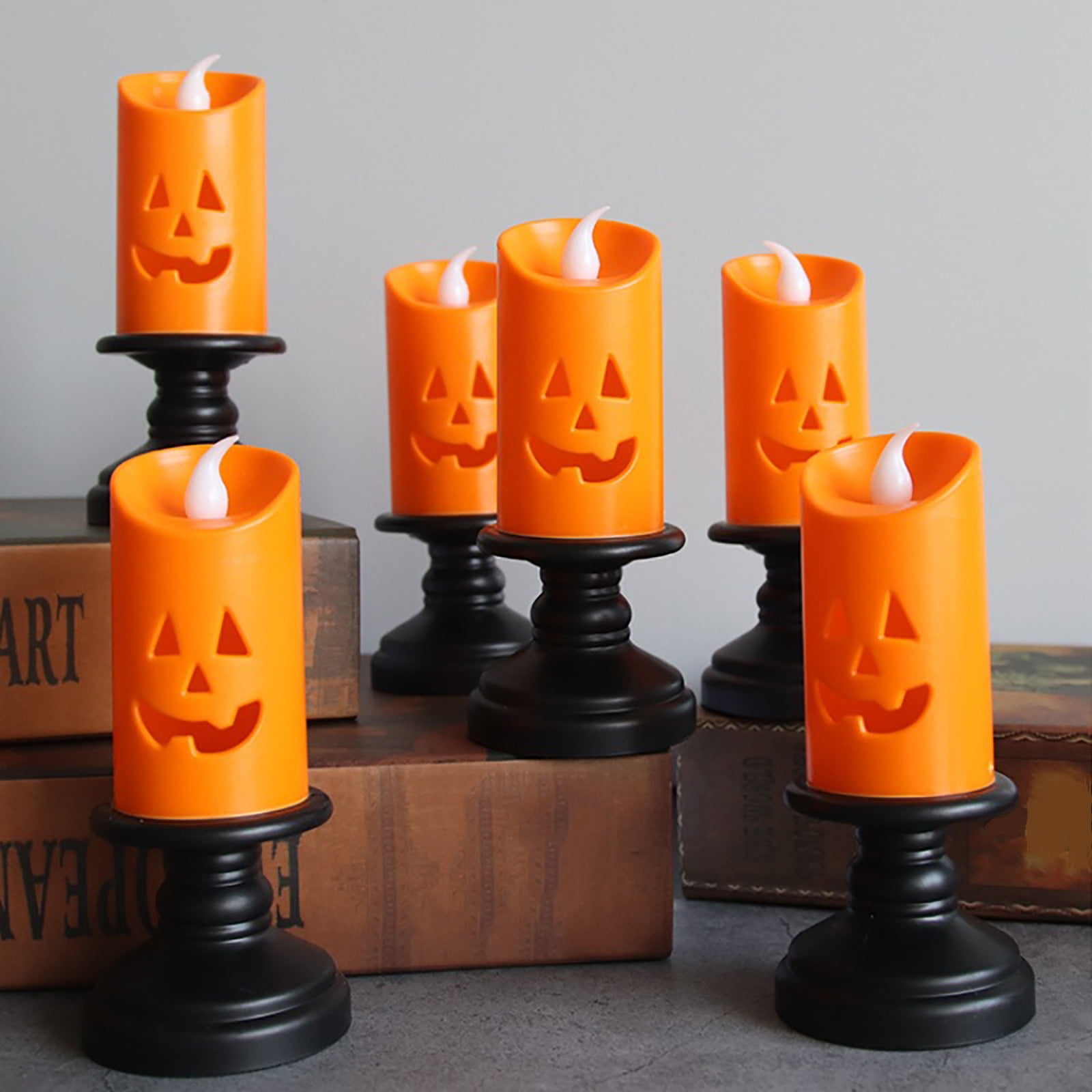 Chmadoxn Halloween Pumpkin Lights, Halloween LED Pumpkin Candle Lights, Battery Operated Orange Pumpkin Light for Halloween Decor, Flameless Candles for Pumpkin Decorations
