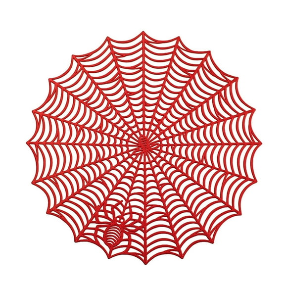 Chmadoxn Halloween Spider Web Placemats- 15 Inch Heat Insulation Halloween Placemats Spider Web Table Mats- Hollow Out Spiderweb Coasters Placemat for Dining Table Halloween Decoration